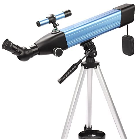 CCKUHN Teleskop, Teleskope für Erwachsene, 60 mm Öffnung, 500 mm AZ-Montierung, Teleskop für Kinderanfänger, vollständig mehrfachbeschichtete Optik, Astronomie-Refraktor-Teleskop (blau A)