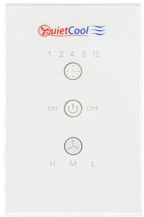 QuietCool Whole House Fan Wireless Switch - No Hard Wiring Required - Three Speed Capable - 1/2/4/8/12 Hour Countdown Timer - up to 100ft Range - Batteries Included (IT-RFGLSSWITCH-01)