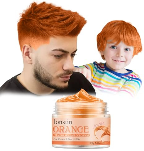 Temporäre Haarfarbe Auswaschbar, Temporäre Haarwachs Farbe Haarfarbe Wachs Natürliche Frisur Pomade Für Männer Frauen Party Cosplay Halloween Christmas (orange, orange)
