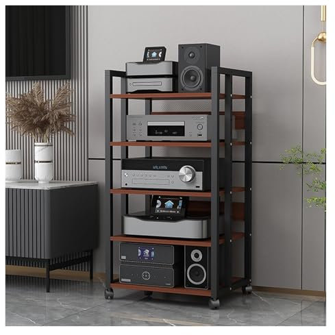 audio rack hifi regal 5-stufiger Stereo-Receiver-Schrank, Möbel, Lautsprecher-Verstärker-Aufbewahrungseinheit, AV-Komponenten-Medienständer Audio-Video-Turm Player CD, DVD, Plattenspieler TV-Zubehör E