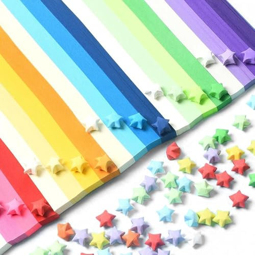 TRKETK 1080 Pcs Origami Star Strips 2 Styles Lucky Paper Origami Stars for DIY Hand Art Crafts