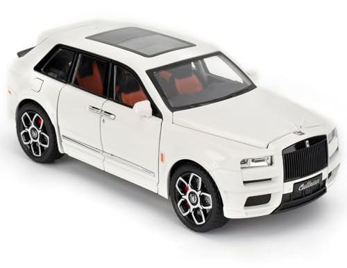 1/24 Rolls-Royce Cullinan modellino auto giocattolo in lega pressofusione, da collezione, regalo per bambini, auto giocattolo con funzione suono e luce e funzione pullback (bianco)