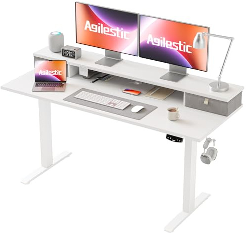 Agilestic Electric Adjustable Height Desk, with 2 Fabric Drawers, 140x60cm