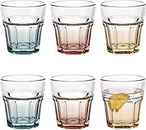 TREND FOR HOME Cocktailgläser Groß Trinkglas Cuba Libre Gläser|280ml|Set von 6 | Cocktail Highball Wasser Glässerset XXL Tumblers Retro Design |GIGI Kollektion |WATERCOLOR OMBRE-Handwäsche