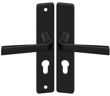 Vachette Set de Poignée de Porte sur Plaque KOYA - Version Trou de Cylindre pour Porte de Chambre et de Bureau - Entraxe 195 mm - Matériau Aluminium Résistant - Garantie 10 Ans - Finition Noir