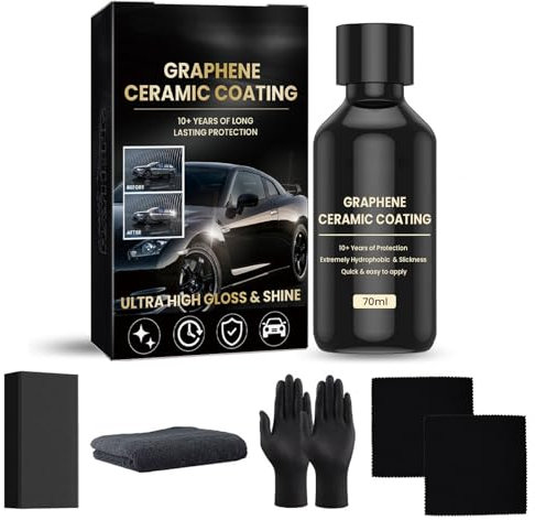 Advanced Ceramic Coating For Cars - Ceramic Auto Detailing Kit - 10+ Years Of Long Lasting High Gloss - Super Hydrophobic, Anti-Scratch, Car Sealant Protection - Easy To Apply After Washing - 70ML