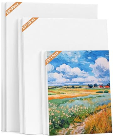 Umllpet Leinwand zum Bemalen Set 6 Stück, 30x20,20x15,15x10 cm Keilrahmen aus 100% Baumwolle Für Öl, Acryl, Gouachefarben - Weiße Künstlerleinwand für Anfänger & Profis