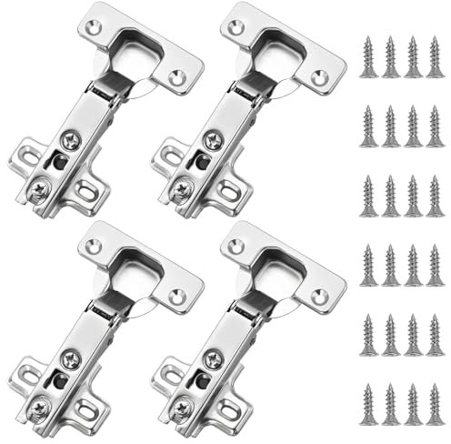 CERICAI 4 Pack Soft Close Hinges, Full Overlay, 110 Degree, Nickel Plated, Stainless Steel
