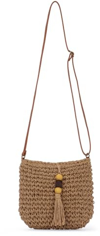 Fecialy Bolsos de paja para mujeres Bolso de verano de rafia tejida Bolsa de mimbre de vacaciones Embrague con borlas