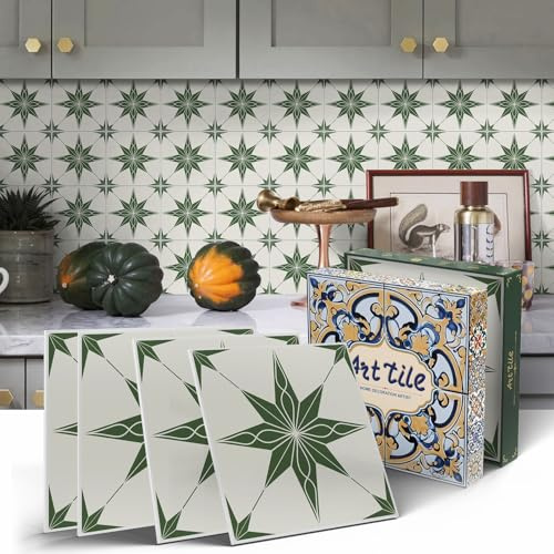 indabyo 12 azulejos autoadhesivos con diseño de estrella verde