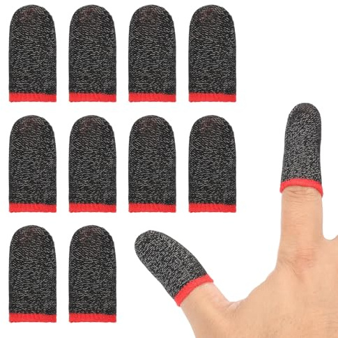 PATIKIL Manchon pour Doigt Et Pouce De Contrôleur, 24 Pièces Manchons De Doigt pour Jeux Mobiles Gants À Pointe en Fibre Anti-Transpiration Respirants pour Dispositifs À Écran, Noir/Rouge