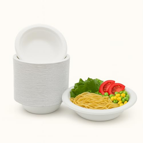 1000 x 12oz Compostable Bagasse Bowls – Round Biodegradable Sugarcane Paper Bowls 340ml | Microwave & Freezer Safe Eco-Friendly Disposable Bowl for Soup, Salad, Desserts, BBQ & Parties