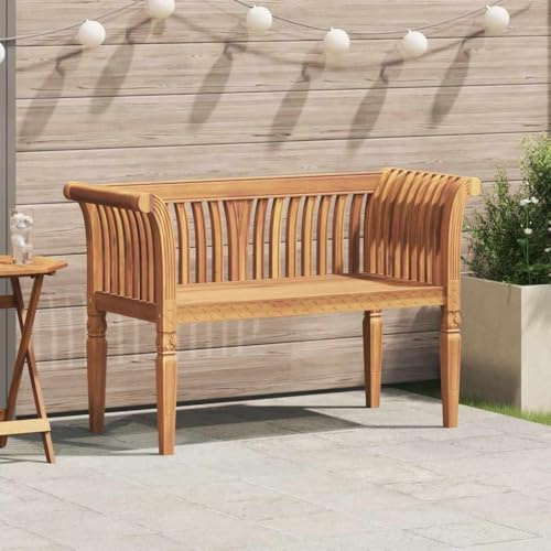 QUAHEAS Gartenbank aus massivem Teakholz, 127,5x52x80cm, geölte Oberfläche, robuste & wetterfeste Outdoor Möbel für Ihre Terrasse, Garten & den draußen Bereich, komfortable 2-Sitzer Bank.