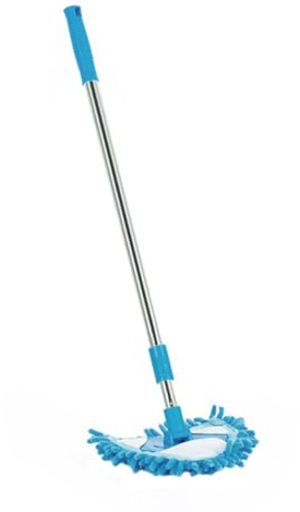 BAZEITFLOW Balai Conçu pour Atteindre les Coins Difficiles Télescopique en Plastique Léger Bleu Triangulaire Rotation à 180 Degrés Nettoyage des Miroirs et Vitres