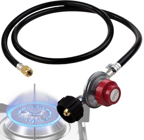 20 Psi propanregulator – tryckreduceringsventil med slang, mässinganslutningsadapter, högpresterande slang | tillförlitlig grill för brännare spisar utomhus BBQ camping – användning, justerbar adapter