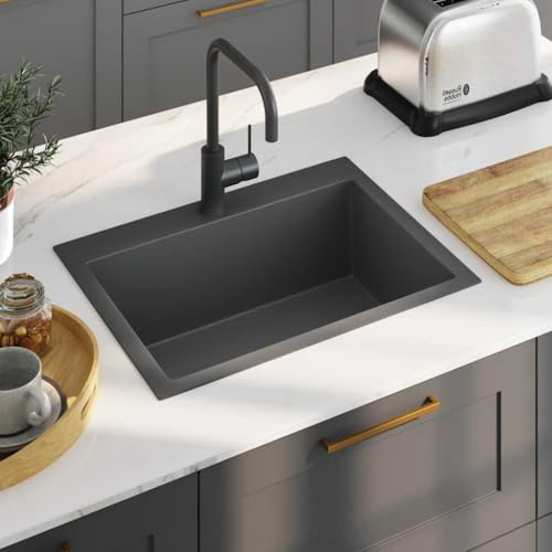 CIOURSTO Kitchen Sinks - Brushed Stainless Steel Suitable for undermount, Built-in and Flush-Mount installations (59 x 44 x 20 cm (with Faucet Hole))