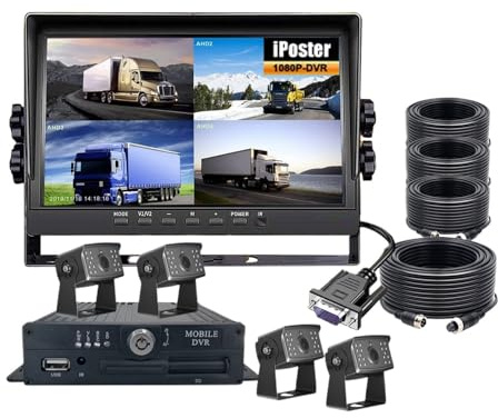 Sistema MDVR mobile for monitor con schermo VGA da 10,1 pollici 4x AHD 1080P Telecamere for retrovisione lato anteriore 12-36v for veicoli a camion lunghi(None)