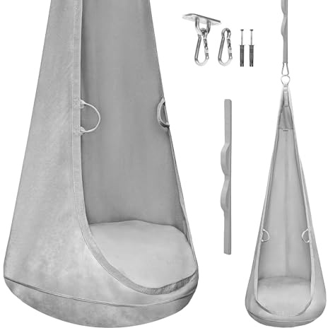 MAMOI® Samtkokon – Hängesessel für Innenräume mit weichem Kissen, eleganter Hängesitz mit Griffen, Premium-Samt, robuste Konstruktion mit Aufhängeelement