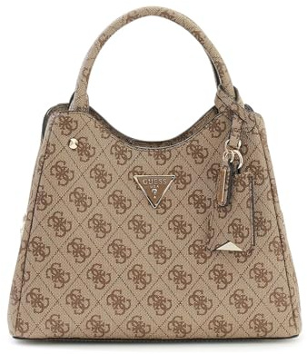 GUESS Handtasche Umhängetasche Meridian II Girlfriend Carryall Latte Logo hellbraun