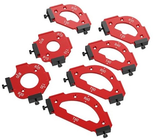 NEWFUN Frässchablone Oberfräse, 7 Stück Aluminium Holzbearbeitung, R10-R60, T10-T60, Oberfräsen Zubehör, Frässchablonen für Oberfräse, Präzise Holzbearbeitung für Profis