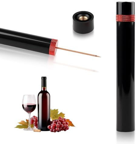 GVSS 7S Tire Bouchon a Air Cork Pops Out pour Maison Restaurant et Fete | Format compact 14x2,1cm,Corps aluminium ABS et aiguille inox,Tire-bouchon pneumatique,Evite les débris dans le vin