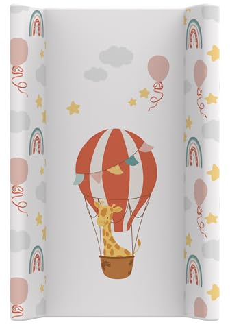 Kikido Wickelauflage 50x70 cm - Heißluftballon - Baby Wickelauflagen Abwaschbar und Pflegeleicht - Wickelunterlage aus PVC mit erhöhten Kanten - OEKO-TEX - Universal Changing Mat 70x50 cm