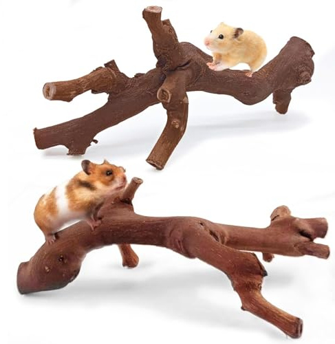 Natural Grapevine Wood Branch Set For Hamster, 2 Pcs Climbing And Chewing Toy For Syrian Hamsters, Rats, Gerbils, Mice, Small Animal Habitat Decor(7.8IN | 2PCS)
