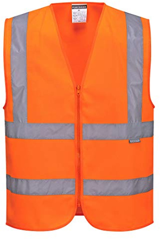 Portwest C375 Warnschutzweste Polyester Grosszügige Passform Reißverschluss | Orange, S, EN ISO 20471 Klasse 2, Baumwolle, Reflektierend, Latzhose, Maschinenwaschbar