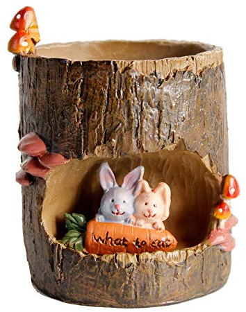 FunnyGoo Sukkulenten-Übertopf, Blumentöpfe, Bonsai-Töpfe mit niedlichen Tieren für Büro, Balkon und Garten, Rabbit