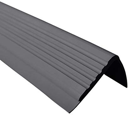 Quest Anti-Rutsch Treppenkantenprofil für Treppenstufen Winkelprofil PVC Gummi PMW, 1.5 Meter, 48x42mm (dunkelgrau)