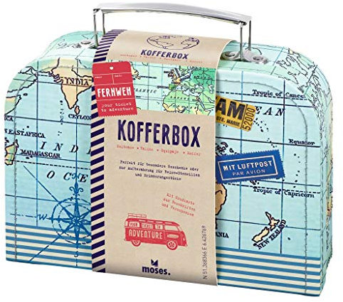 moses. Fernweh Geschenkkoffer Allzweckbox, für Geldgeschenke Reiseerinnerungen, kleine Reise-Utensilien, Hochzeiten und Reisegutscheine, mit Grußkarte
