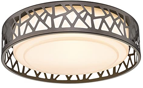 VICNIE Flush Mount Ceiling Light, 12 inch 15W LED Dimmable Lighting Fixture, 3000K Warm White, Oil Rubbed Bronze Fihished, ETL Listed for Kitchen, Hallway, Bedrooms (Metal Body and Acrylic Shade)