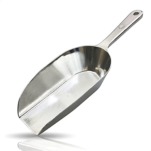 Kerafactum handliche Schippe Grosse Mehlschaufel Sackschaufel Futterschaufel | Sack Futter Mehl Zucker Schaufel Schütte aus Metall Aluminium Guss | Nicht rostend 21 cm glänzende Ausführung 110 ml