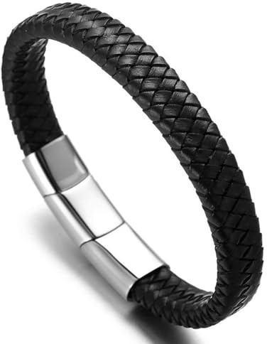 Halukakah ● Solo ● Herren-Armband Handgefertigt | Echtleder in Braun/Schwarz | Kreuzgeflecht | Magnetverschluss aus Edelstahl in Gold/Silber/Schwarz | mit Geschenkbox | Größe Einstellbar 21.5cm-23cm