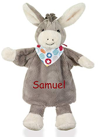 Sterntaler Handpuppe Esel Emmi, mit Namen Bestickt, personalisiert mit Wunschname, Kasperlepuppe Kasperpuppe fürs Puppentheater, Geschenk zur Geburt, Taufe, Geburtstag, Weihnachten