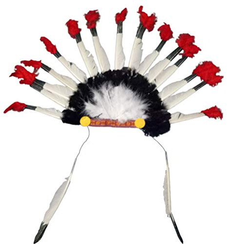 Yorimi Indianer-Kopfschmuck Cosplay Indianer-Kostüm Künstliche Feder Kopfkleid Kopfbedeckung Zubehör für Erwachsene und Kinder