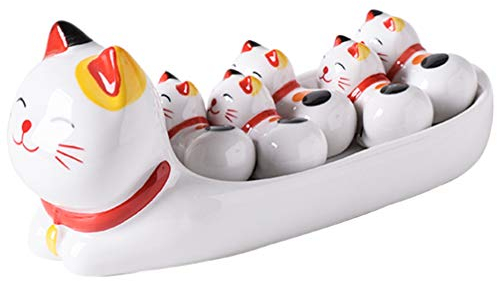 Cabilock 1 Satz Katzen-essstäbchen-ständer Glückskatzen-essstäbchenhalter Cat- -Rest Regal Tisch Rest Tierische Essstäbchenablage Glückliche Katze Keramik Chinesisch
