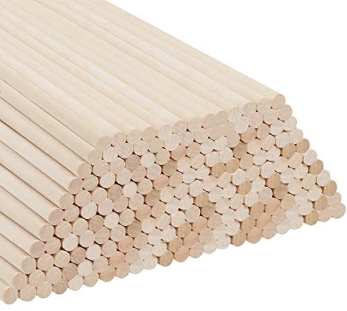Belle Vous 200 Stk Natürliche Holzstäbchen zum Basteln Rundstäbe Holz Set - Holzstab Rund 30,5cm Extra Lang Unbehandelt - Holzstäbe zum Basteln, Werken, Makramee Holzstab, Deko & DIY