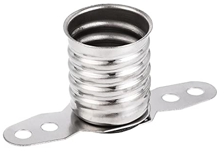 sourcing map 10 Stück E10 Lampenfassung Ersatz 28x13mm DC 30V 2 Stifte Lampenfassung Schraubsockel mit Montageplatte Vernickeltes Kupfer