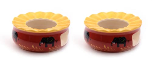 2 calentadores de cerámica Benares de teemando®, diámetro aprox. 18,5 cm, altura aprox. 8 cm = 2 calientaplatos