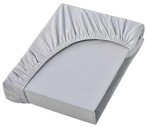 NatureMark Microfaser Boxspringbett & Wasserbett Spannbettlaken 200 x 220 cm - 40 cm Steghöhe - 200x220cm Spannbetttuch - 100% Polyester, Silber/Hellgrau