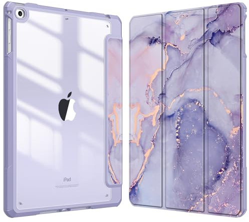 FINTIE Hybrid Case for iPad 6th/5th Gen (2018-2017) and iPad Air 2/Air 1 (2014-2013) - 9.7 Inch Shockproof Hard Shell Clear Cover with Pencil Holder, Lilac Marble