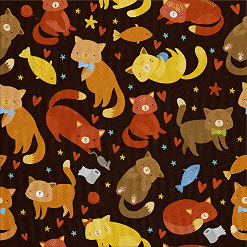 HEKO PANELS Stoff Oxford Wasserdichte Meterware Canvas-Stoff Polyester Stoff Zum Nähen Nähstoffe Möbelstoffe Dekostoffe Handwerken Wasserabweisend Blickdicht Katzen Herbst 1 Meter 155 x 100 cm