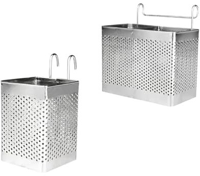 YARNOW 2stücke Essstäbchenhalter Aus Edelstahl Mit Haken Abtropfgestell Für Besteck Stäbchenabtropfer Quadratischer Besteckkorb Zum Trocknen