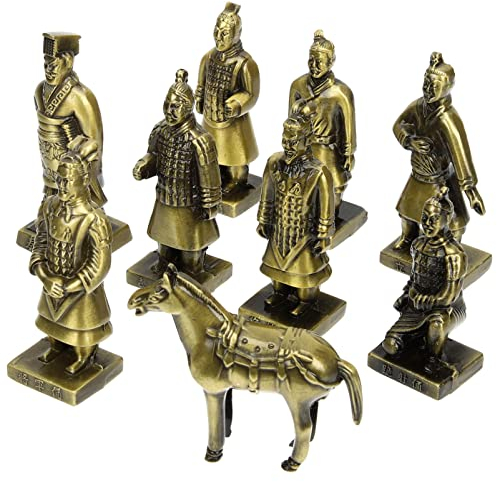VANZACK 1satz Terrakotta Krieger Statue Aus Vintage Tischdekoration Detailreiche Metallfigur Klassische Kunsthandwerk-Dekoration Für Sammler Teiliges