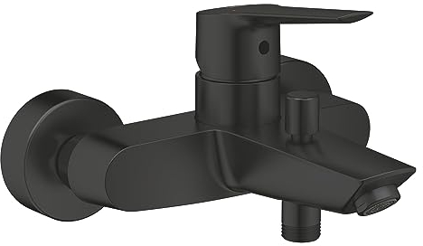 GROHE Start Single-Lever Bath Mixer with Automatic Bath/Shower Diverter (Wall-Mounted, Metal Lever, 35 mm Ceramic Cartridge, Metal Wall Escutcheons, QuickSpanner Included), Matt Black, 322782432