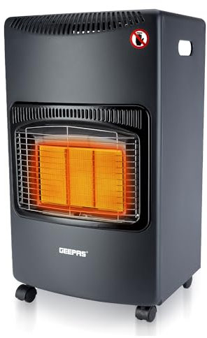 GEEPAS Portable Gas Heater 4.2kW | Space Heater with 3 Heat Settings | LPG/Butane Heater with Wheels Regulator Hose| Energy Efficient Heating with Low Running Cost for Indoor Office Garage Workshop