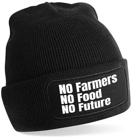 Herzbotschaft Beanie Strickmütze mit Spruch | No Farmers no Food no Future | Farbwahl | Unisex SoftTouch angenehm weiche und warme Wintermütze | OneSize Einheitsgröße für Erwachsene