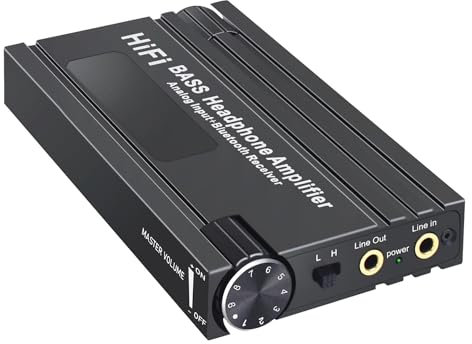 Paociuro Amplificateur de Casque HiFi Bluetooth Amplificateur D'Écouteurs HiFi Portable avec Contrôle du Volume des Basses pour MP3/MP4/Téléphones/Lecteur Numérique Durable