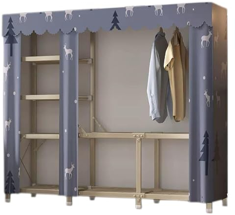 PROUH Kleiderschrank Schlafzimmer Aufbewahrungsschrank Ankleidezimmer Kleiderschrank Stoff Tragbarer Kleiderschrank Für Schlafzimmer Erwachsene (E)